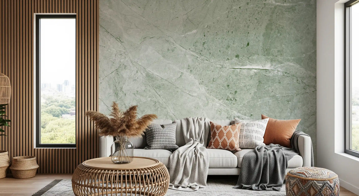 Serene Olive Stone Texture Wall Mural