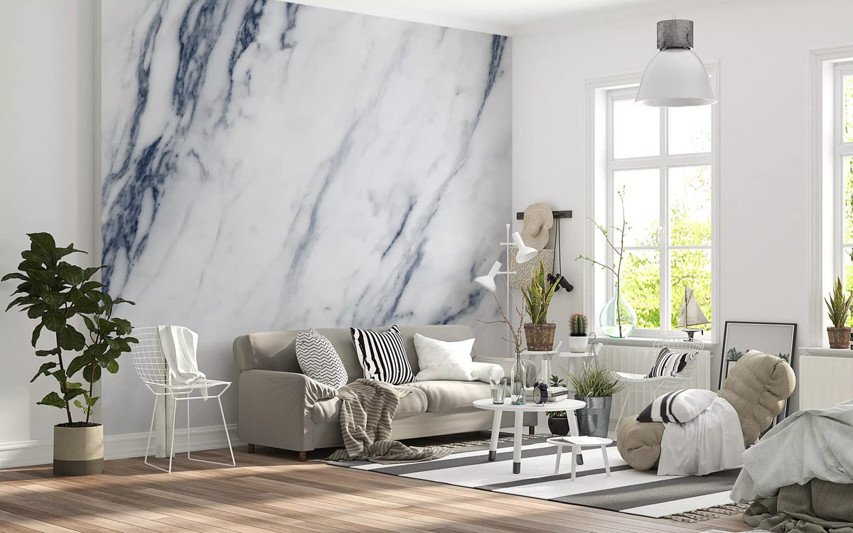 Classic Blue and White Marble Veins Wall Mural