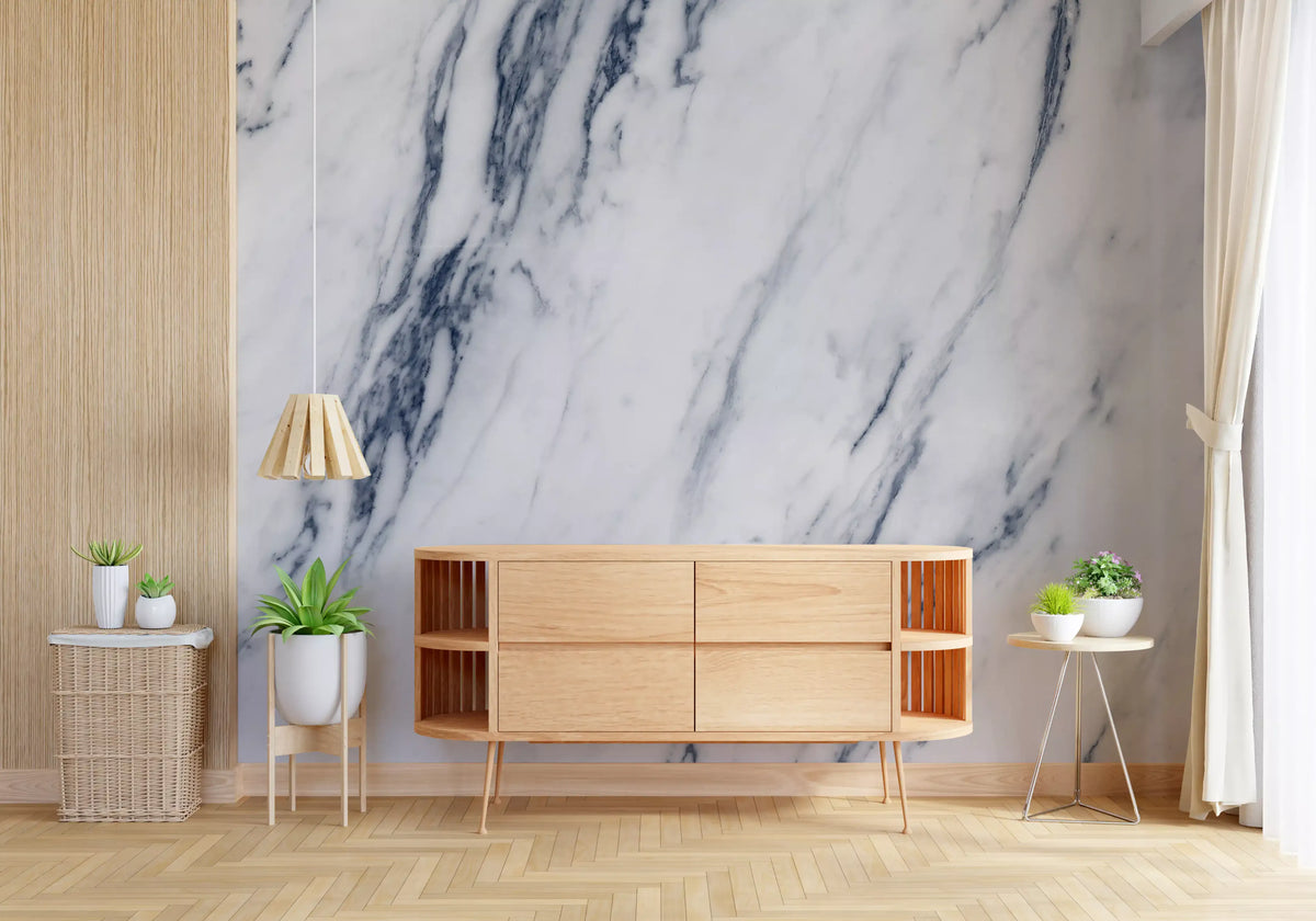 Classic Blue and White Marble Veins Wall Mural