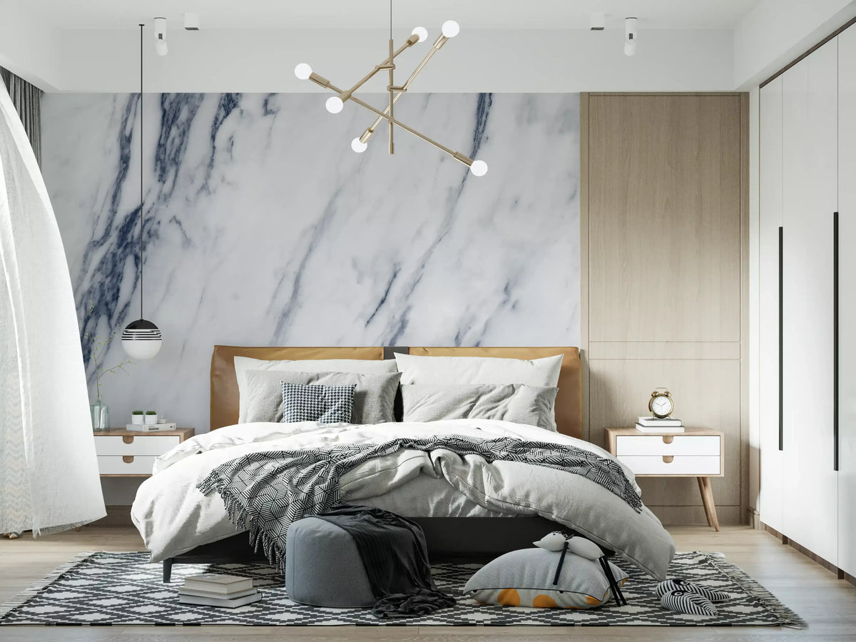 Classic Blue and White Marble Veins Wall Mural
