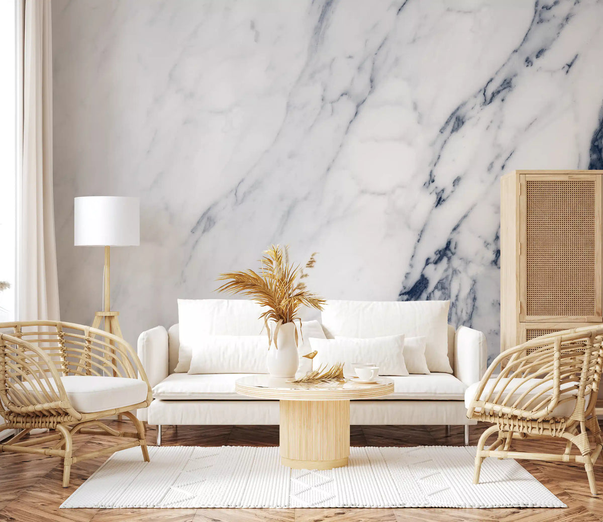 Classic Blue and White Marble Veining Wall Mural