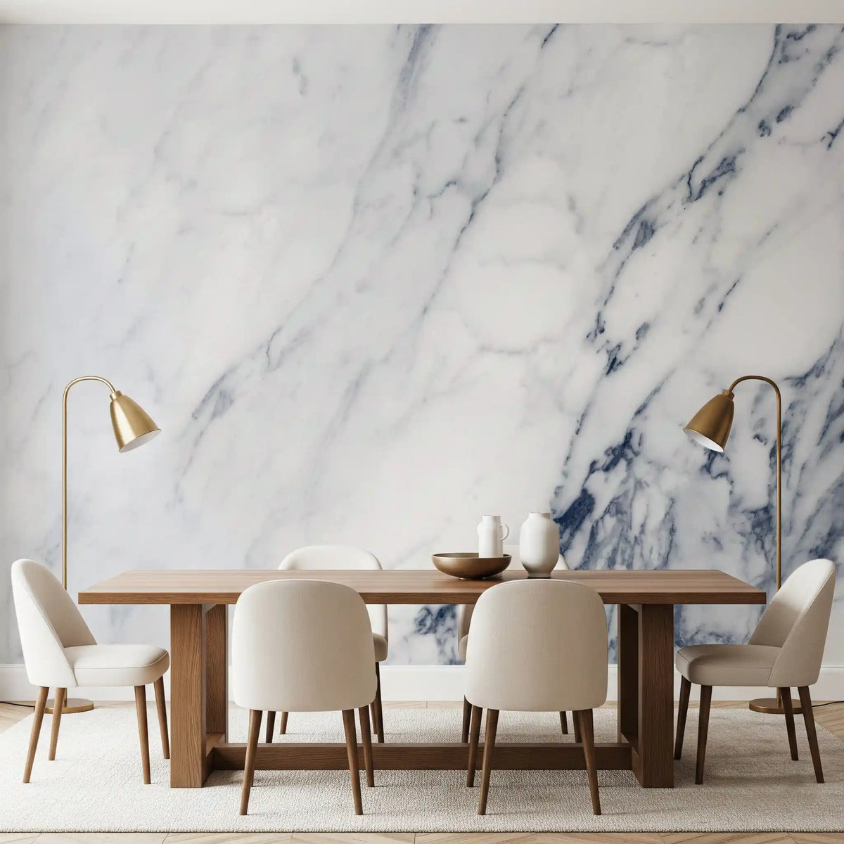 Classic Blue and White Marble Veining Wall Mural