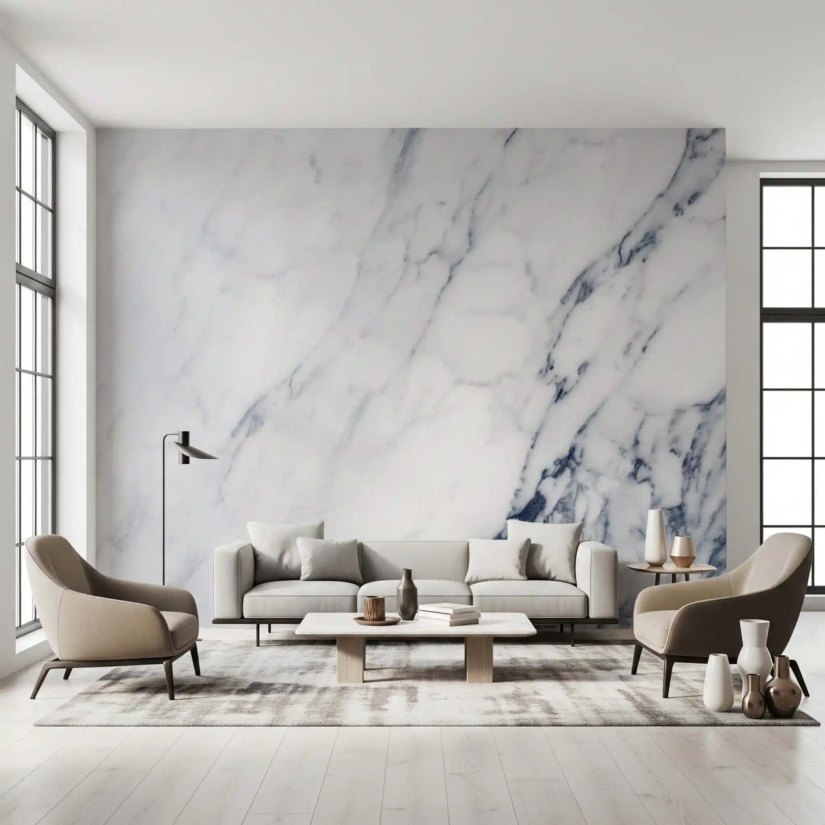 Classic Blue and White Marble Veining Wall Mural