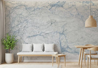 Cool Blue and White Marble Stone Wall Mural