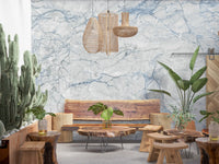 Cool Blue and White Marble Stone Wall Mural