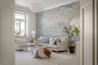 Cool Blue and White Marble Stone Wall Mural