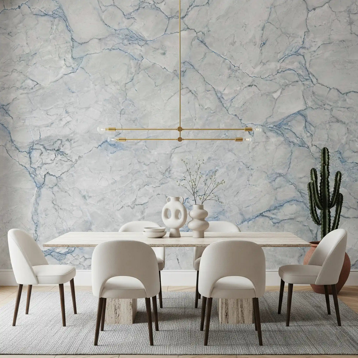 Cool Blue Marble Vein Wall Mural