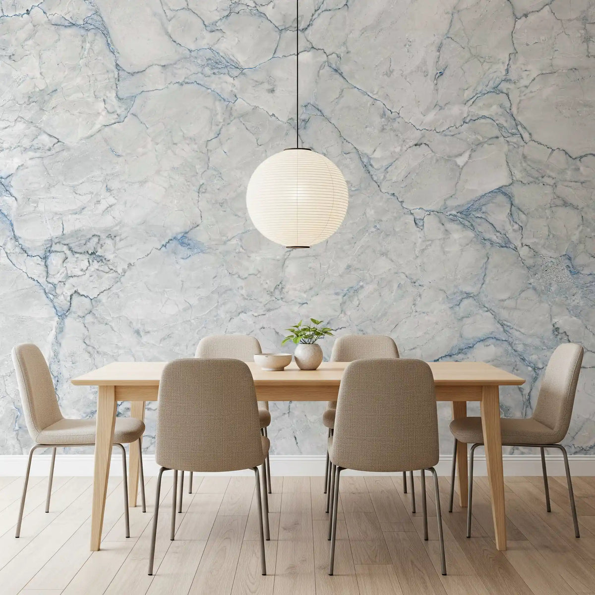Cool Blue Marble Vein Wall Mural