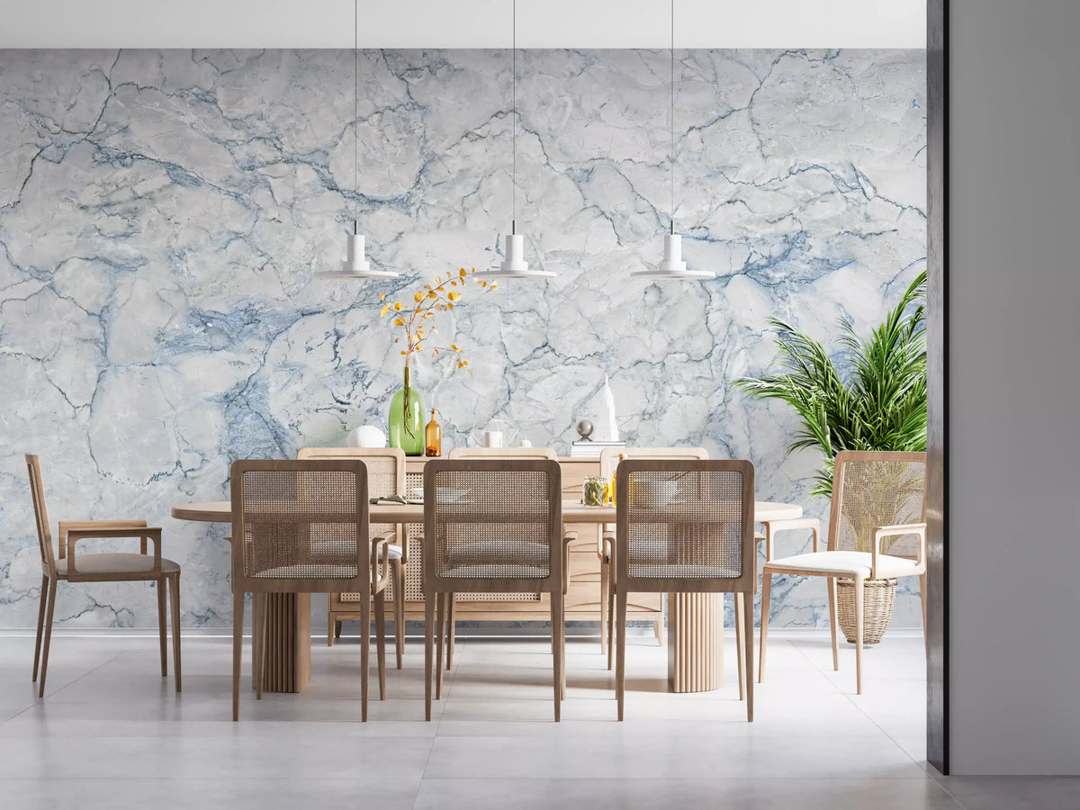 Cool Blue Marble Vein Wall Mural