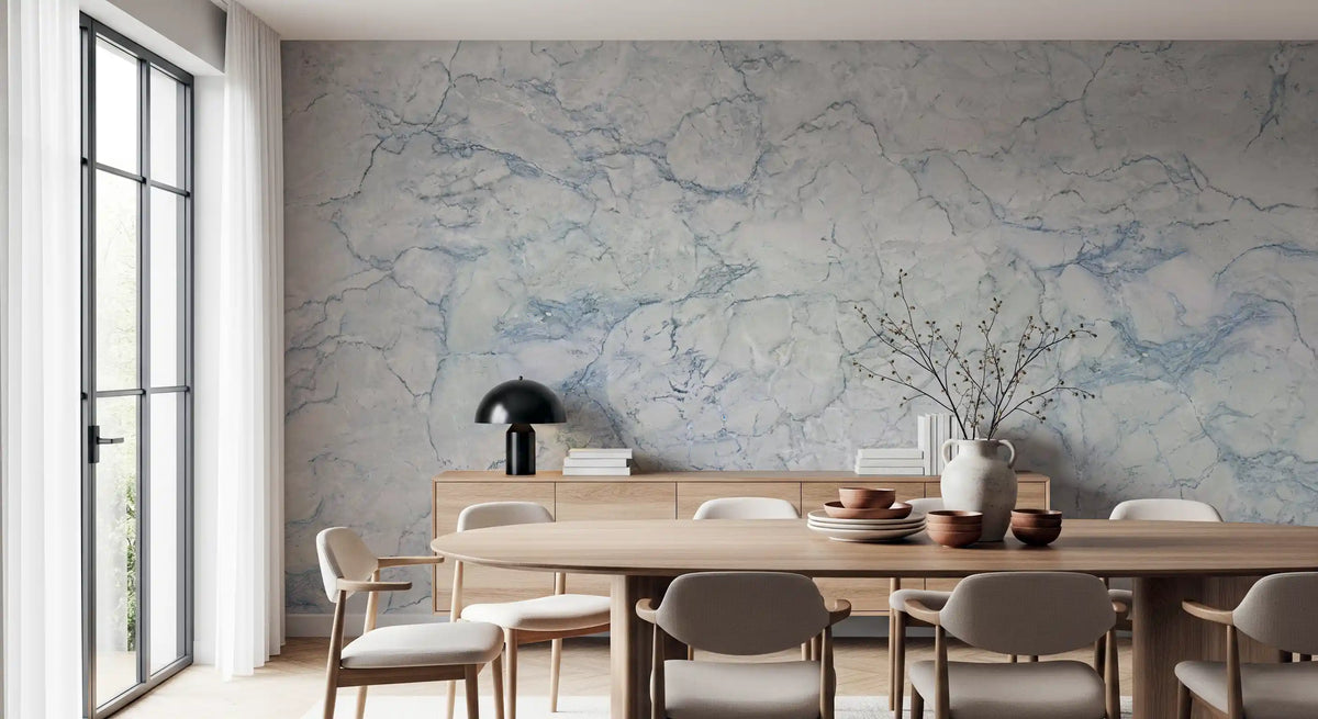 Cool Blue Marble Vein Wall Mural