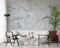 Cool Blue Marble Vein Wall Mural