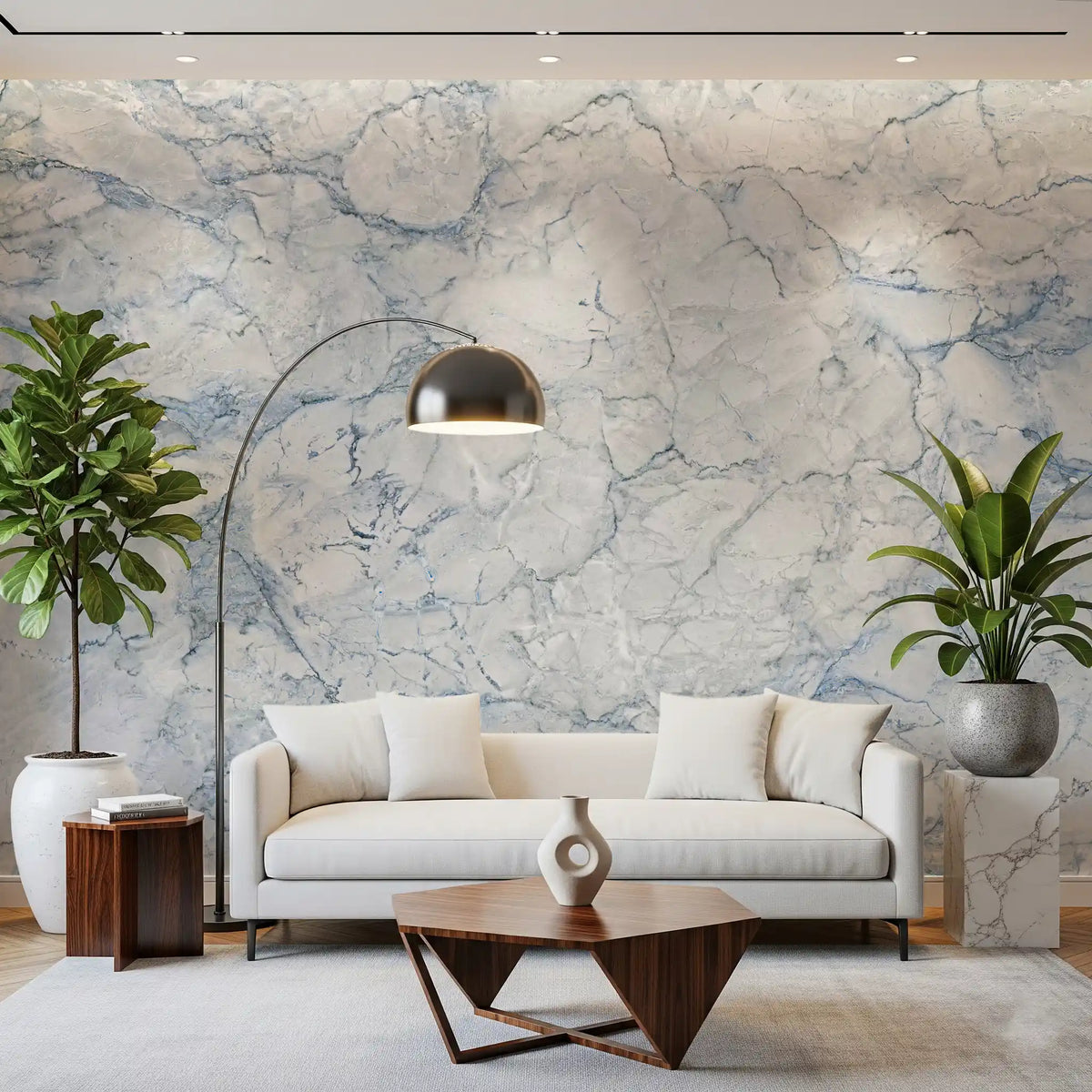 Cool Blue Marble Vein Wall Mural