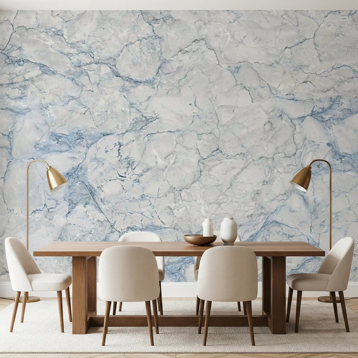 Cool Blue Marble Vein Wall Mural