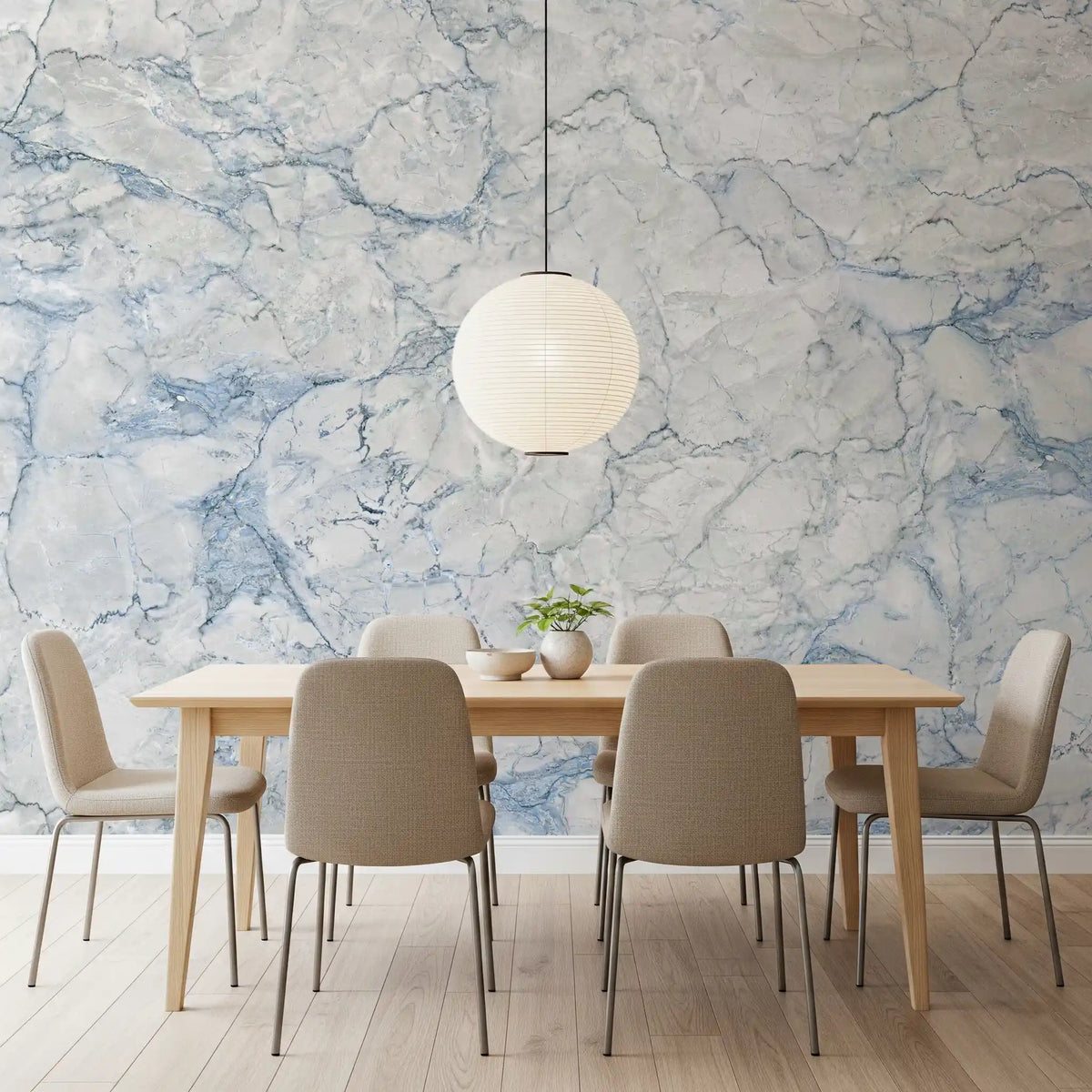 Cool Blue Marble Vein Wall Mural