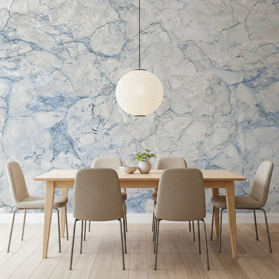 Cool Blue Marble Vein Wall Mural
