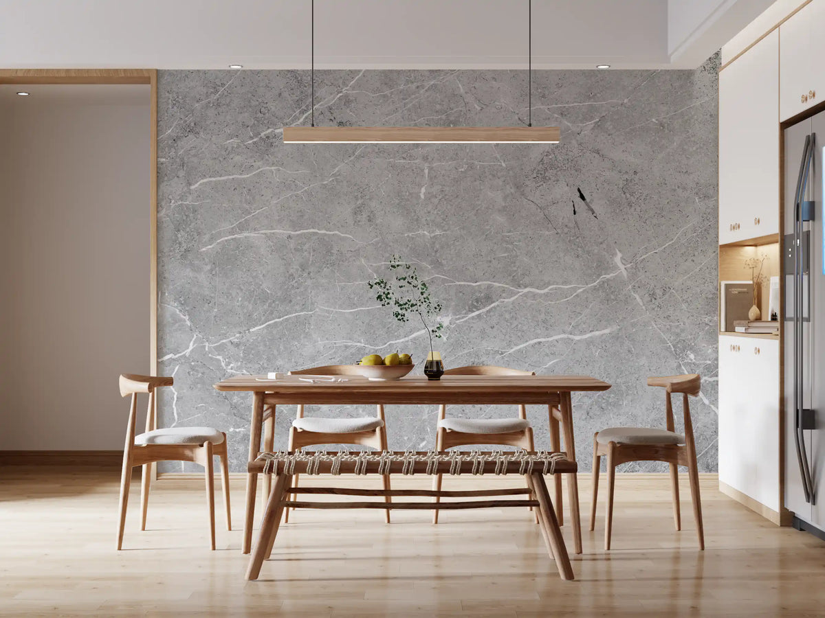 Cool Grey Marble Veined Slab Wall Mural