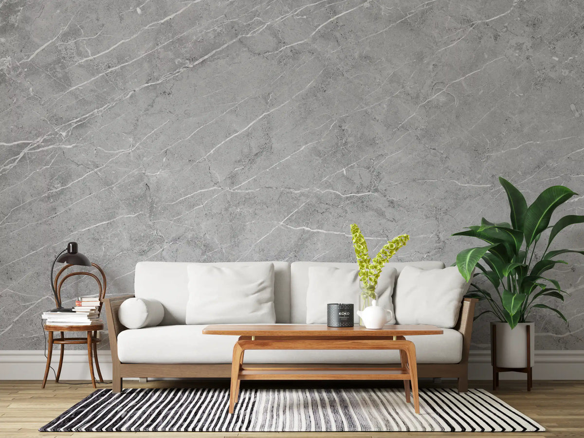 Minimalist Light Gray Veined Marble Texture Wall Mural
