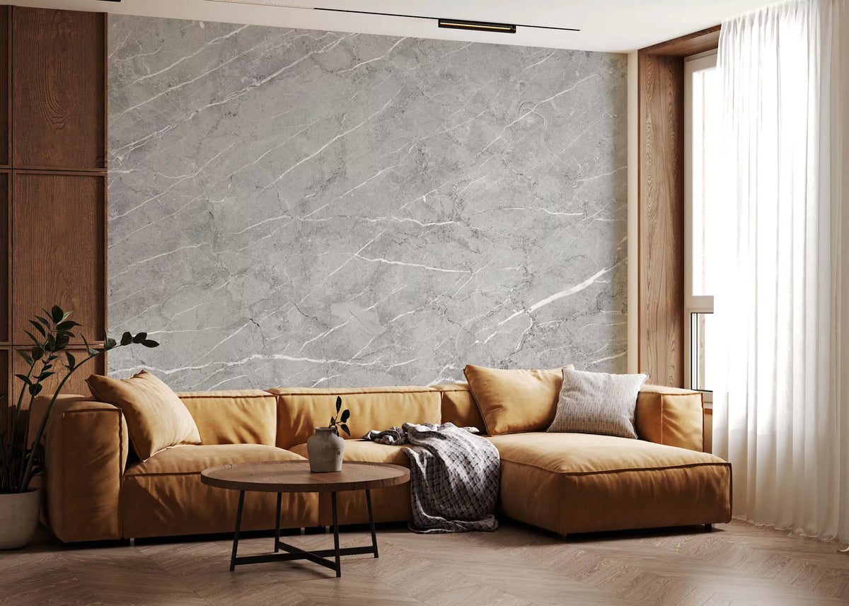 Minimalist Light Gray Veined Marble Texture Wall Mural