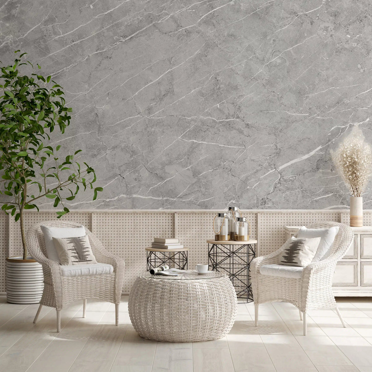 Minimalist Cool Grey Stone Texture Wall Mural