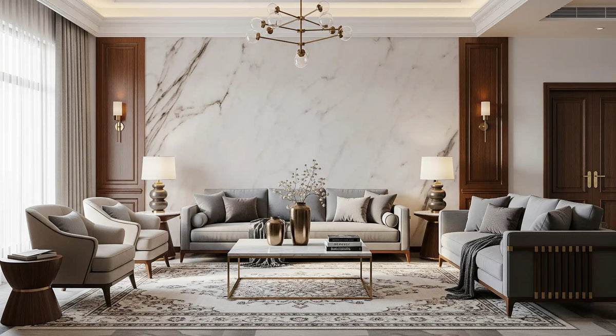 Creamy Italian Marble Slab Wall Mural