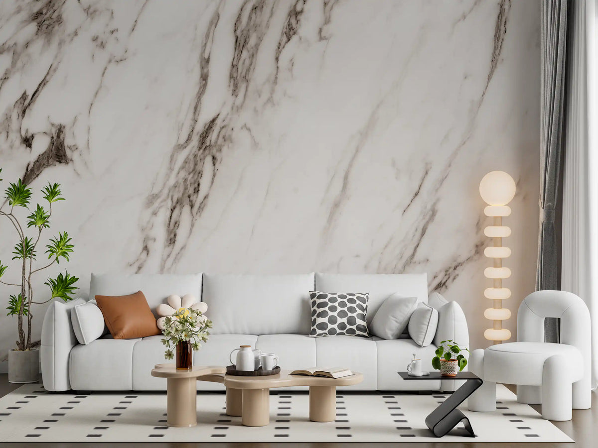 Classic White Marble Vein Texture Wall Mural