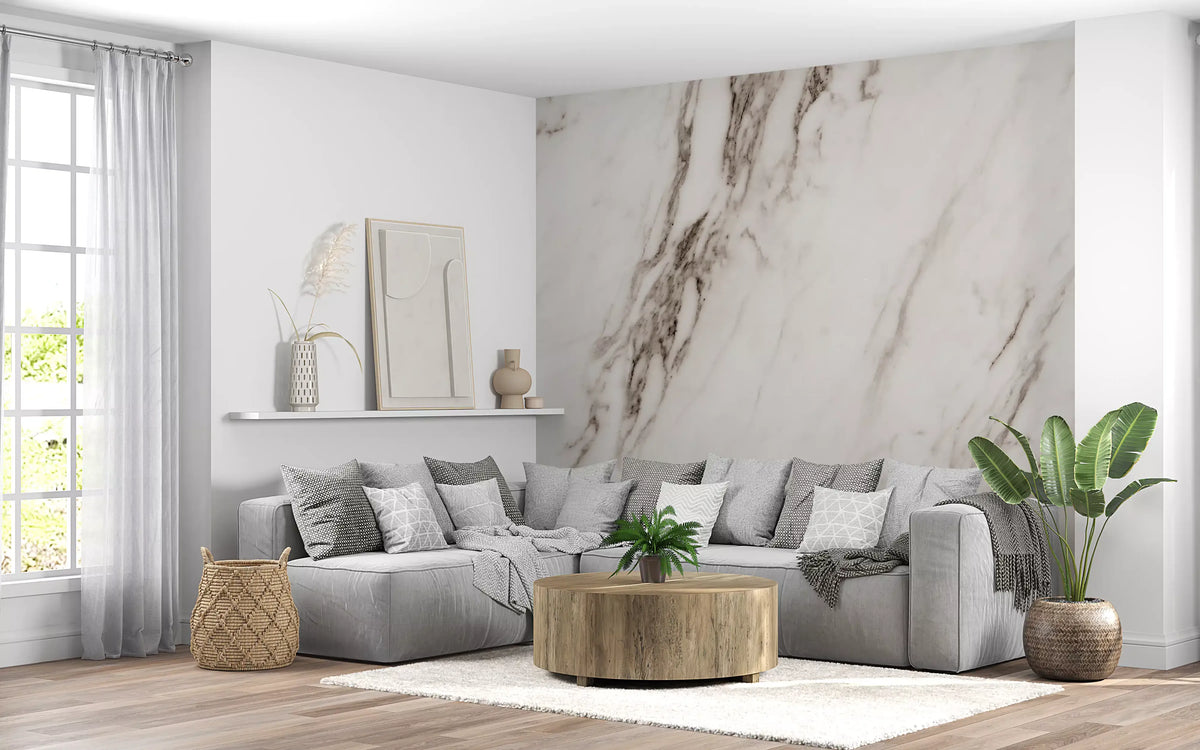 Classic White Marble Vein Texture Wall Mural