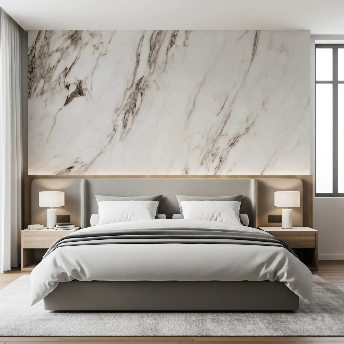 Classic White Marble Vein Texture Wall Mural