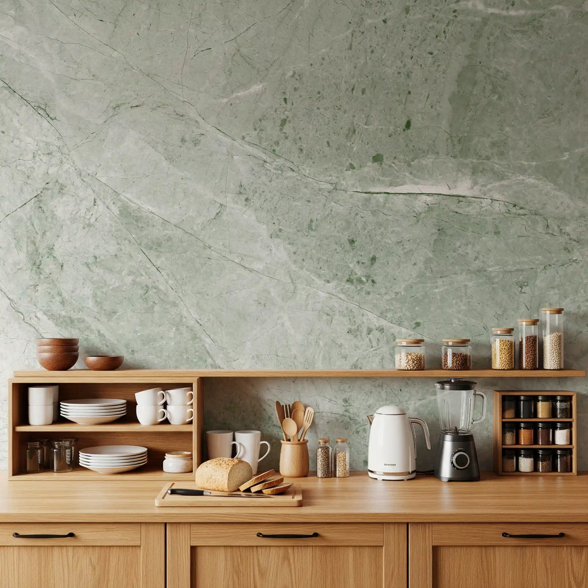 Sage Green Marble Slab Wall Mural