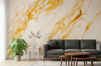 Golden Veined Marble Slab Wall Mural