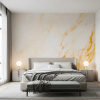 Golden Veined White Marble Slab Wall Mural