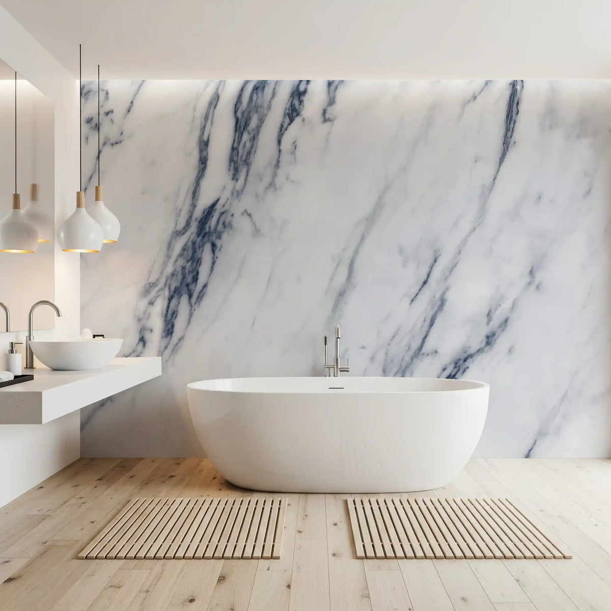 Classic Blue and White Marble Vein Wall Mural