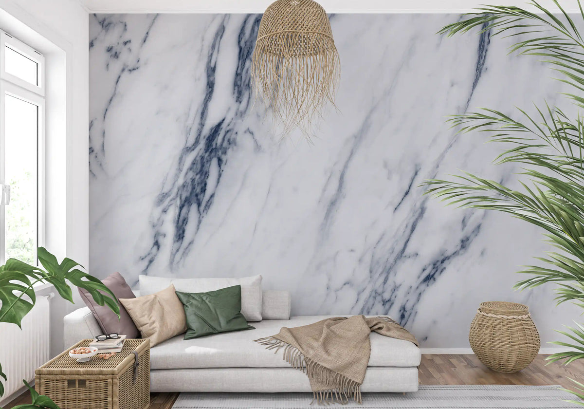 Classic Blue and White Marble Vein Wall Mural