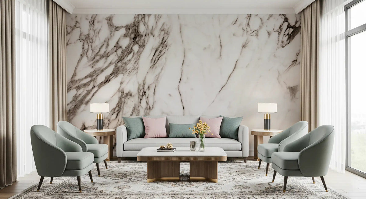 Classic White Marble Veining Wall Mural