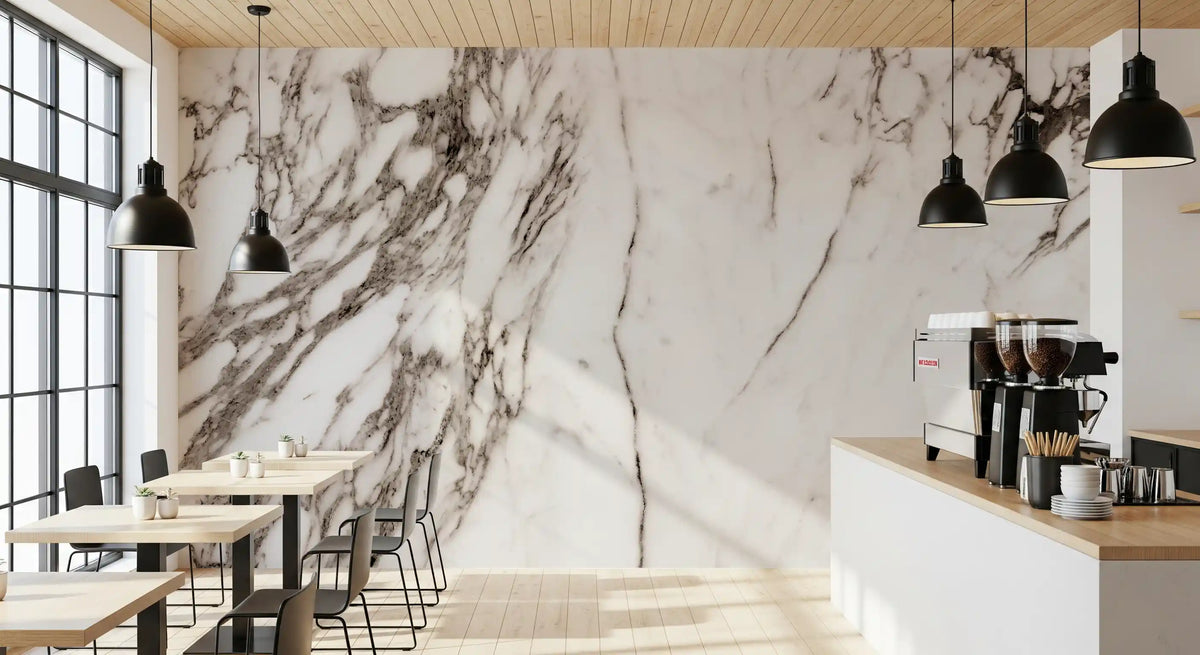 Classic White Marble Veining Wall Mural