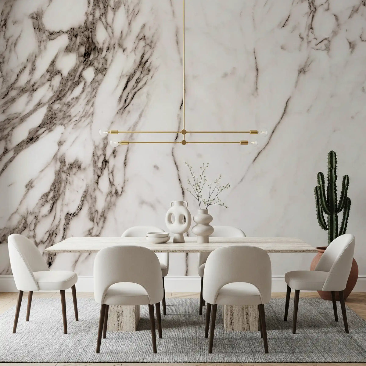 Classic White Marble Veining Wall Mural