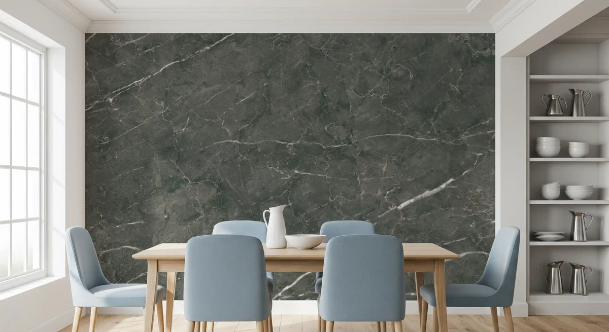 Charcoal Veined Stone Texture Wall Mural