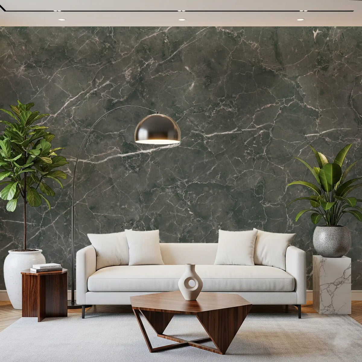 Dark Charcoal Marble Vein Wall Mural