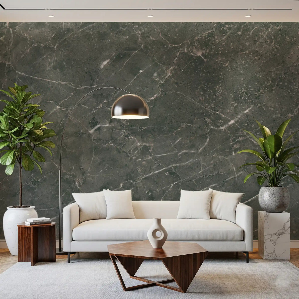 Dark Charcoal Marble Vein Wall Mural