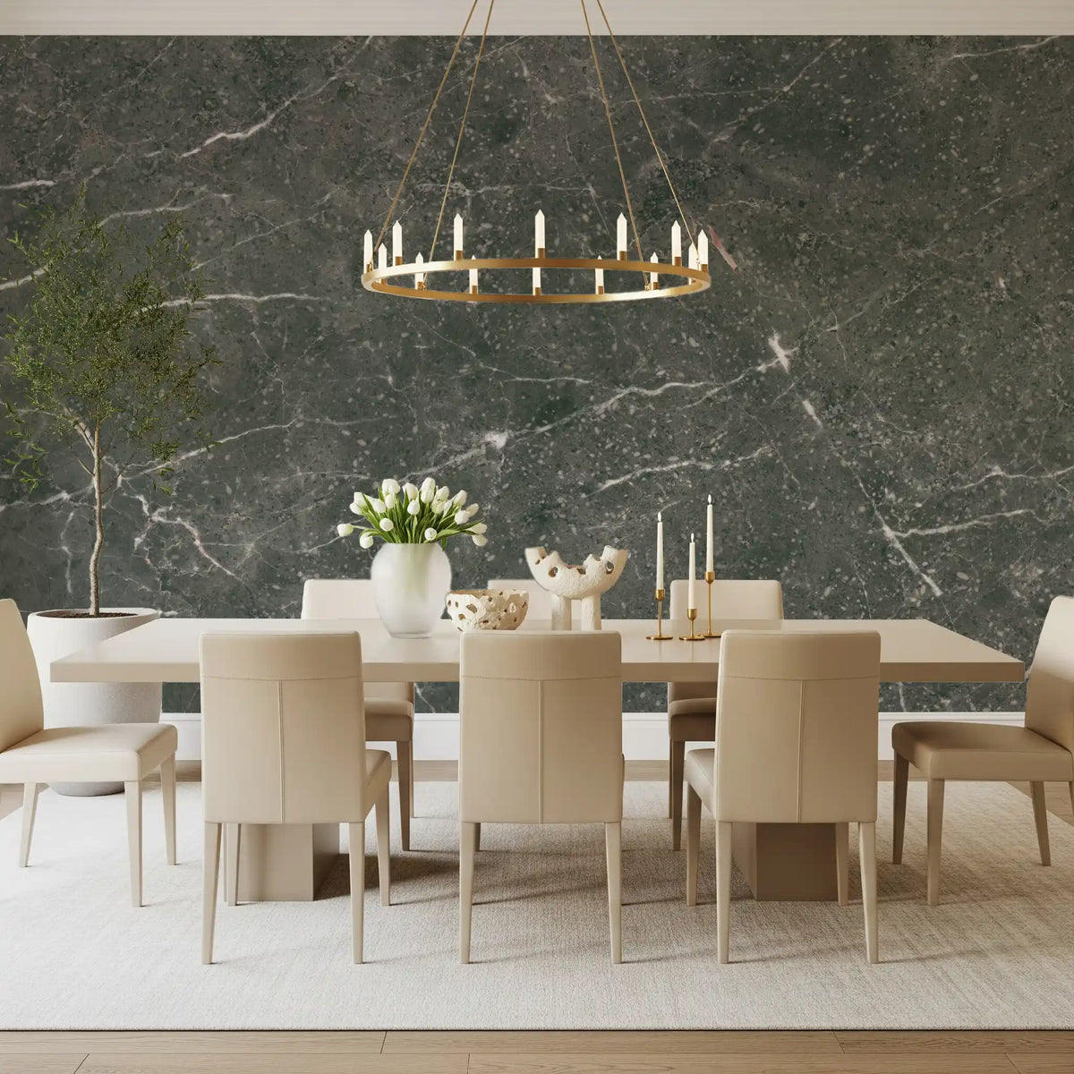 Charcoal Stone Vein Wall Mural
