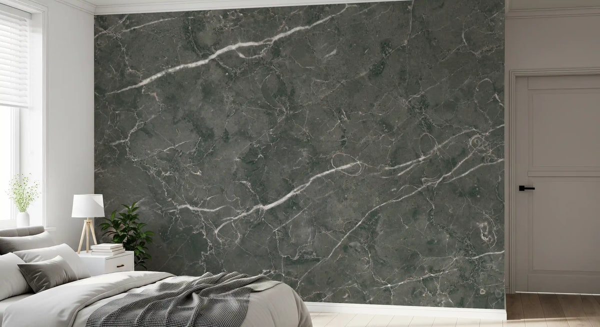 Dark Charcoal Marble Stone Texture Wall Mural