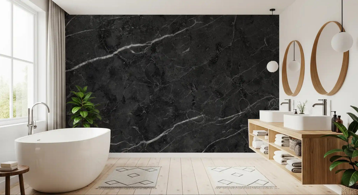 Midnight Stone Vein Texture Wall Mural