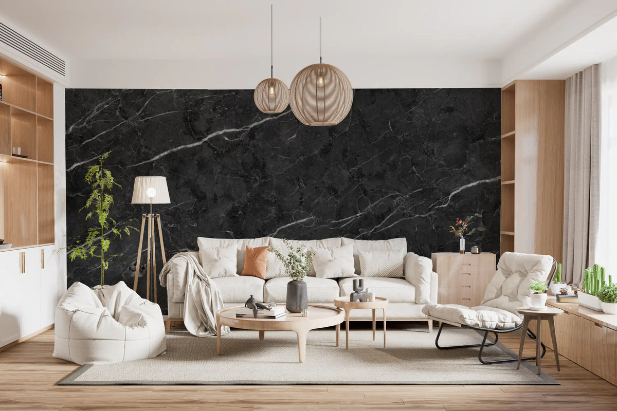 Midnight Stone Vein Texture Wall Mural