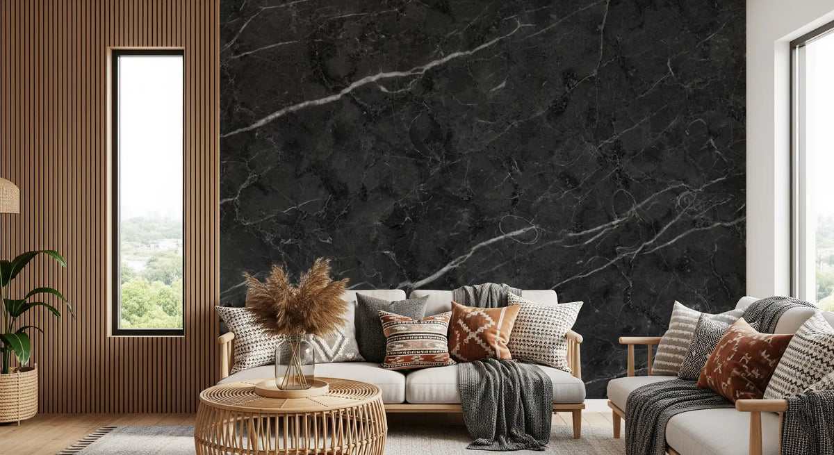 Midnight Stone Vein Texture Wall Mural