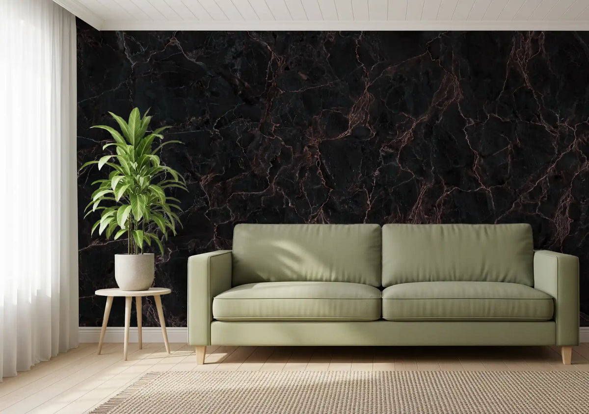 Midnight Copper Vein Marble Wall Mural