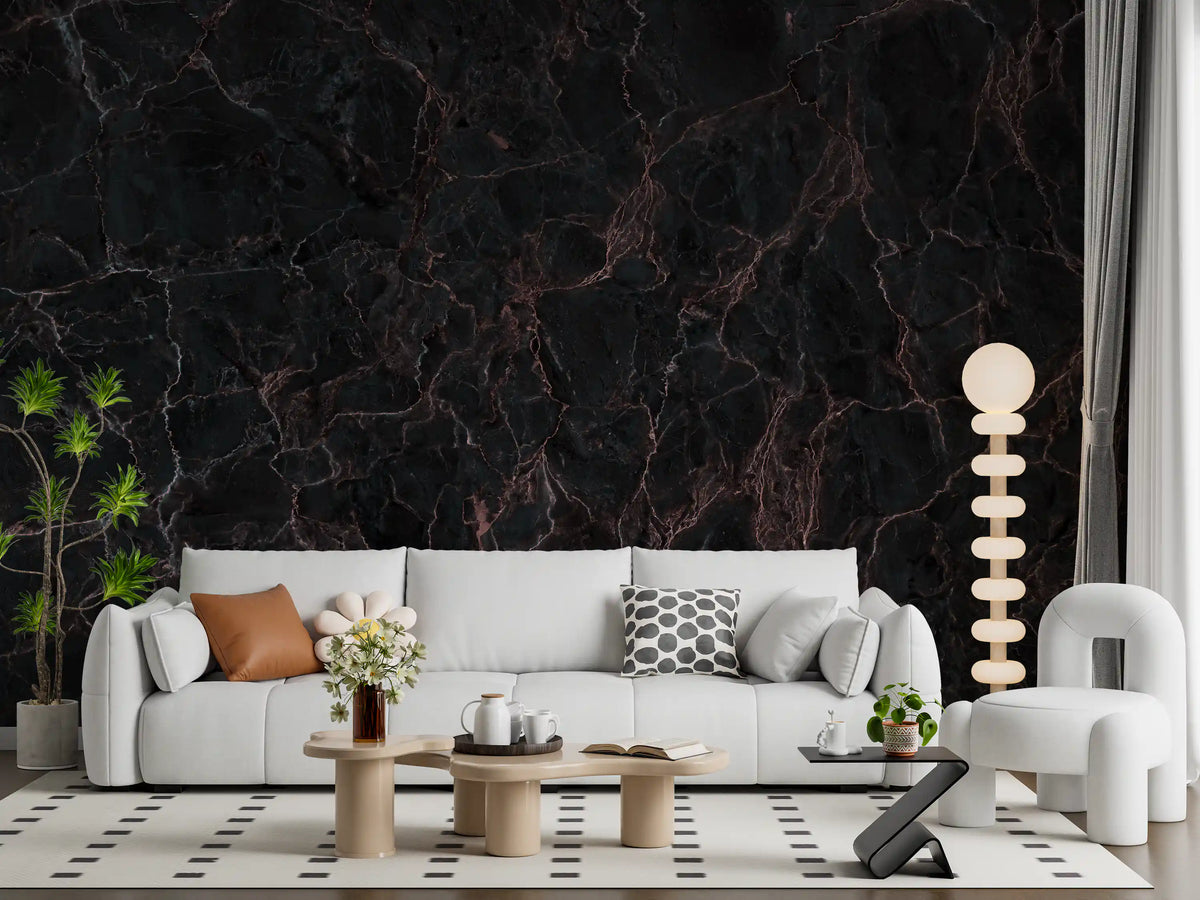 Midnight Copper Vein Marble Wall Mural