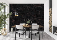 Midnight Obsidian Marble Veins Wall Mural