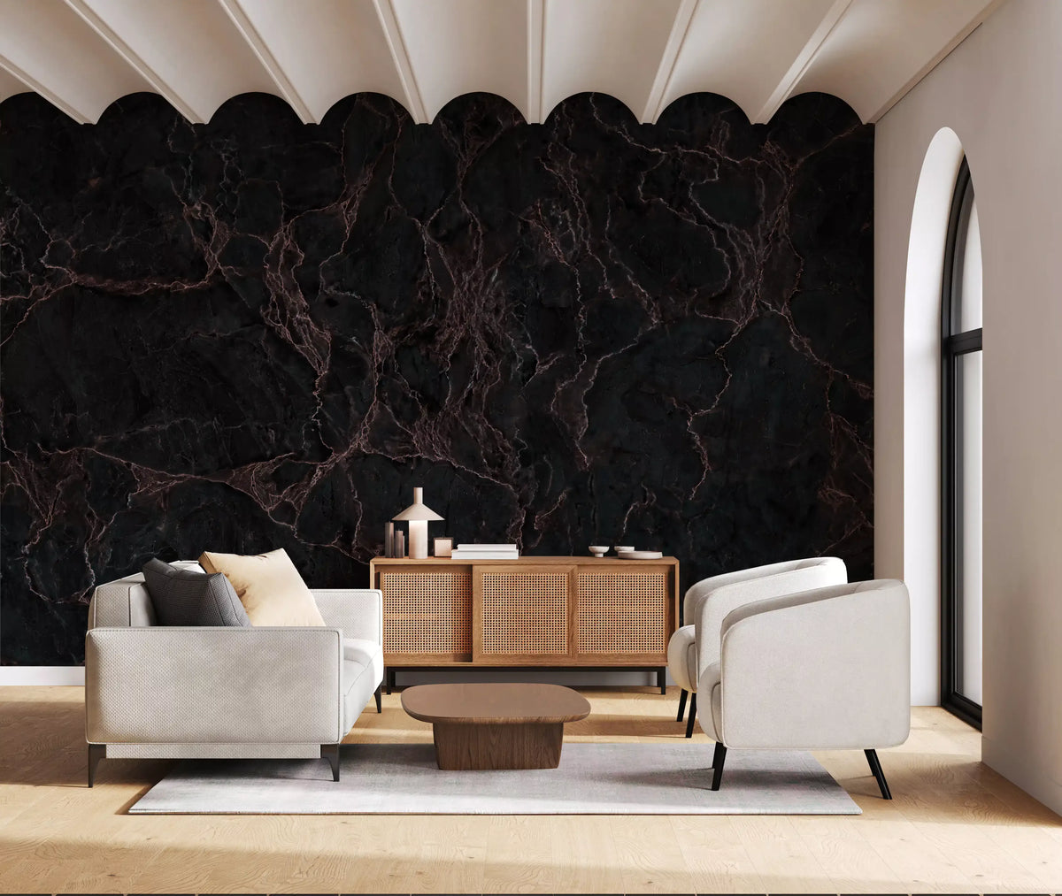 Midnight Copper Vein Marble Wall Mural