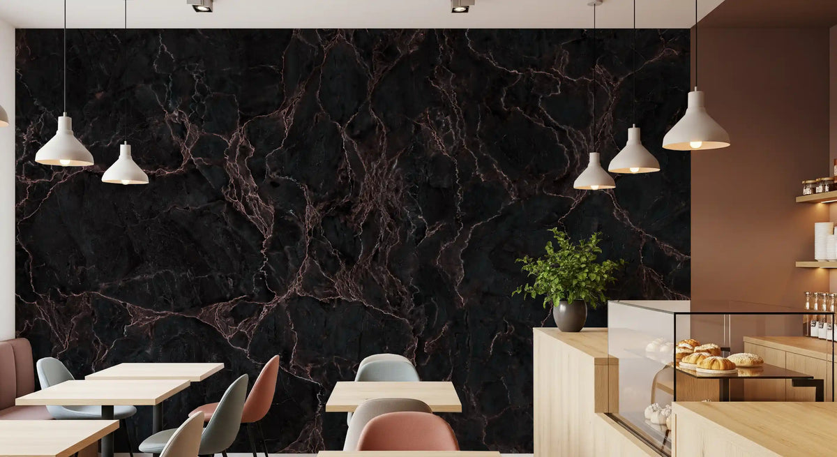 Midnight Copper Vein Marble Wall Mural