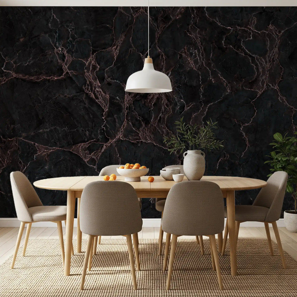 Midnight Copper Vein Marble Wall Mural