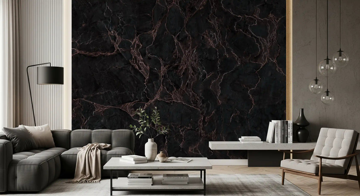Midnight Copper Vein Marble Wall Mural